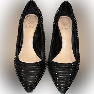 Vince Camuto black suede/studded heels